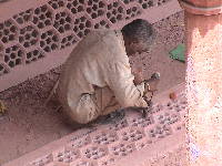 old style rock carving at the red fort in Agra