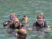 Heather, Mark and Oscar diving