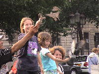 feeding the birds at Notre Dame